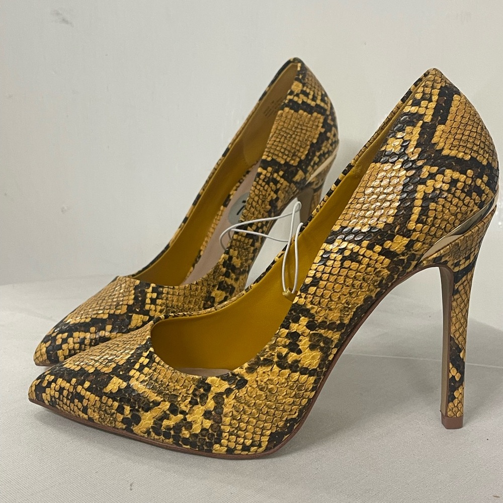 Aldo Yellow Snake Print Stiletto Heels